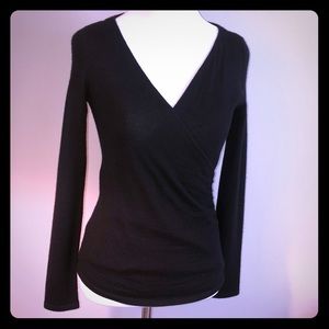Ralph Lauren Black Label Black wrap sweater top